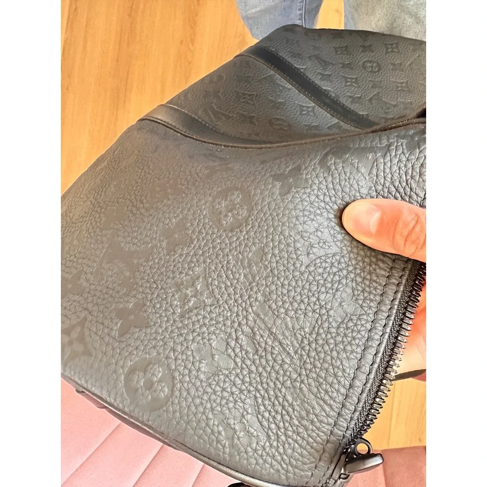 Louis Vuitton Monogram Empreinte Keepall Bandouliere 50 Black Leather Duffel Bag